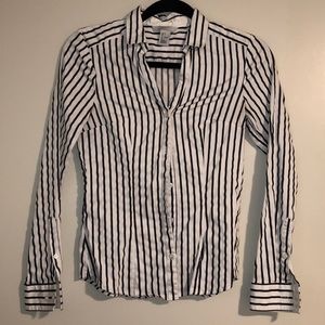H&M Black & White Striped Button Down Shirt